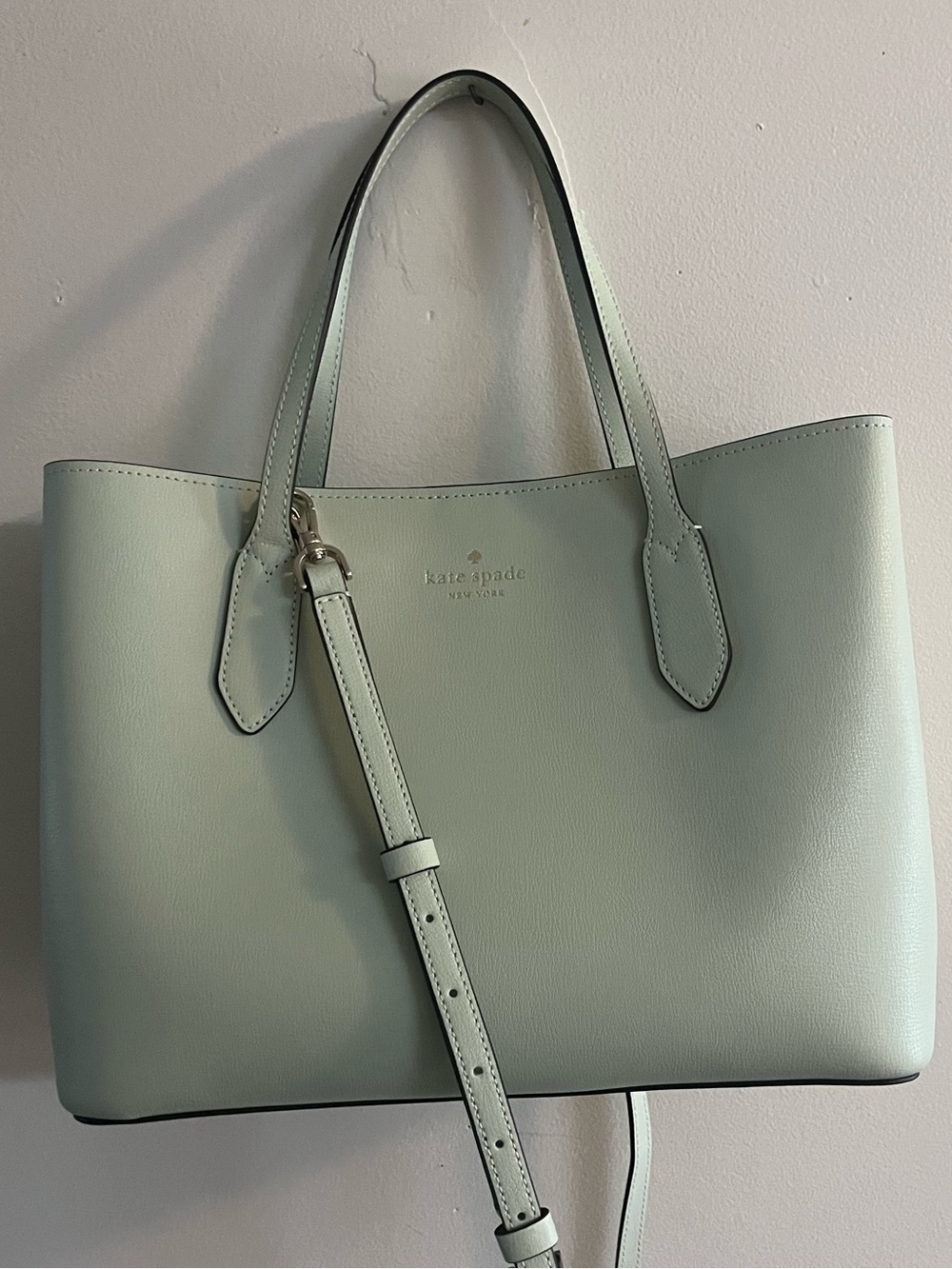 NWOT kate spade Mint Green Leather Tote with Adjustable Strap